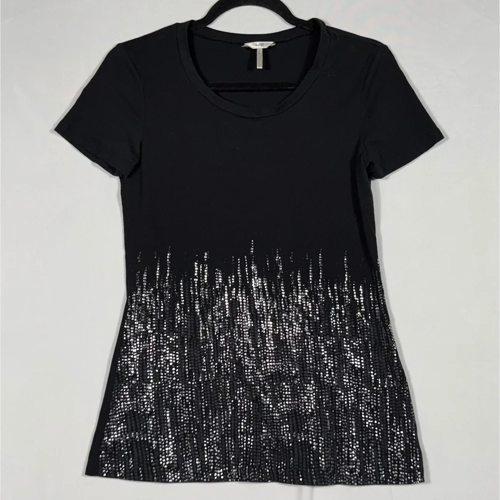 Vtg Y2K Grunge Indie Sleeze Metallic Silver Snakeskin T-Shirt S Black Whimsygoth